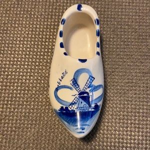 Vintage Blue Delft Ceramic Holland Clog Shoe